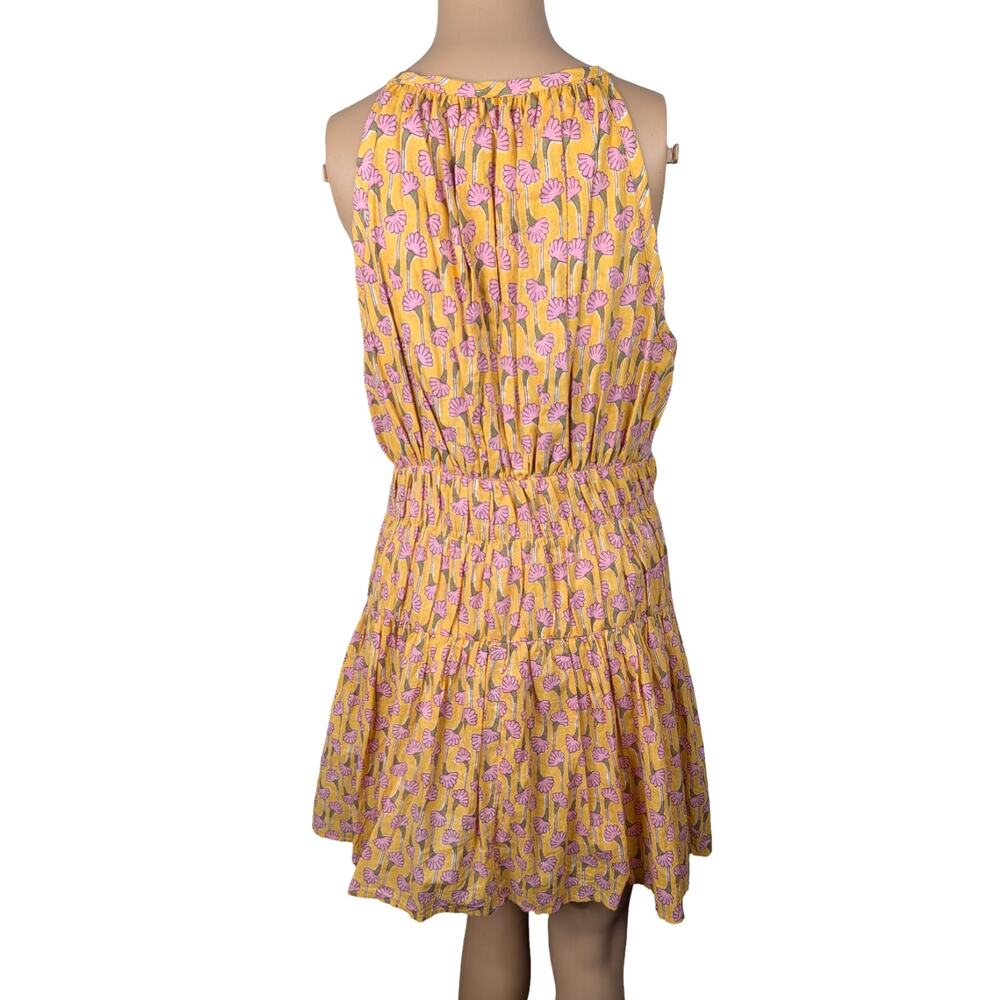 Ciao Lucia Zeta Dress XS Yellow Pink Floral Cotton Empire Waist Smocked Mini NEW - Picture 12 of 14